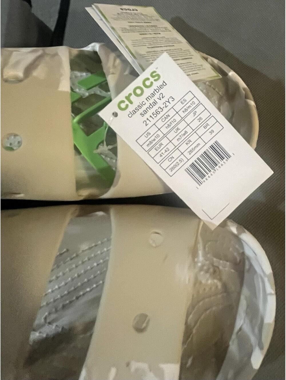 Crocs unisex-adult M8/W10 Classic Marbled Sandals v2 - Tan - New with Tags - Picture 6 of 9